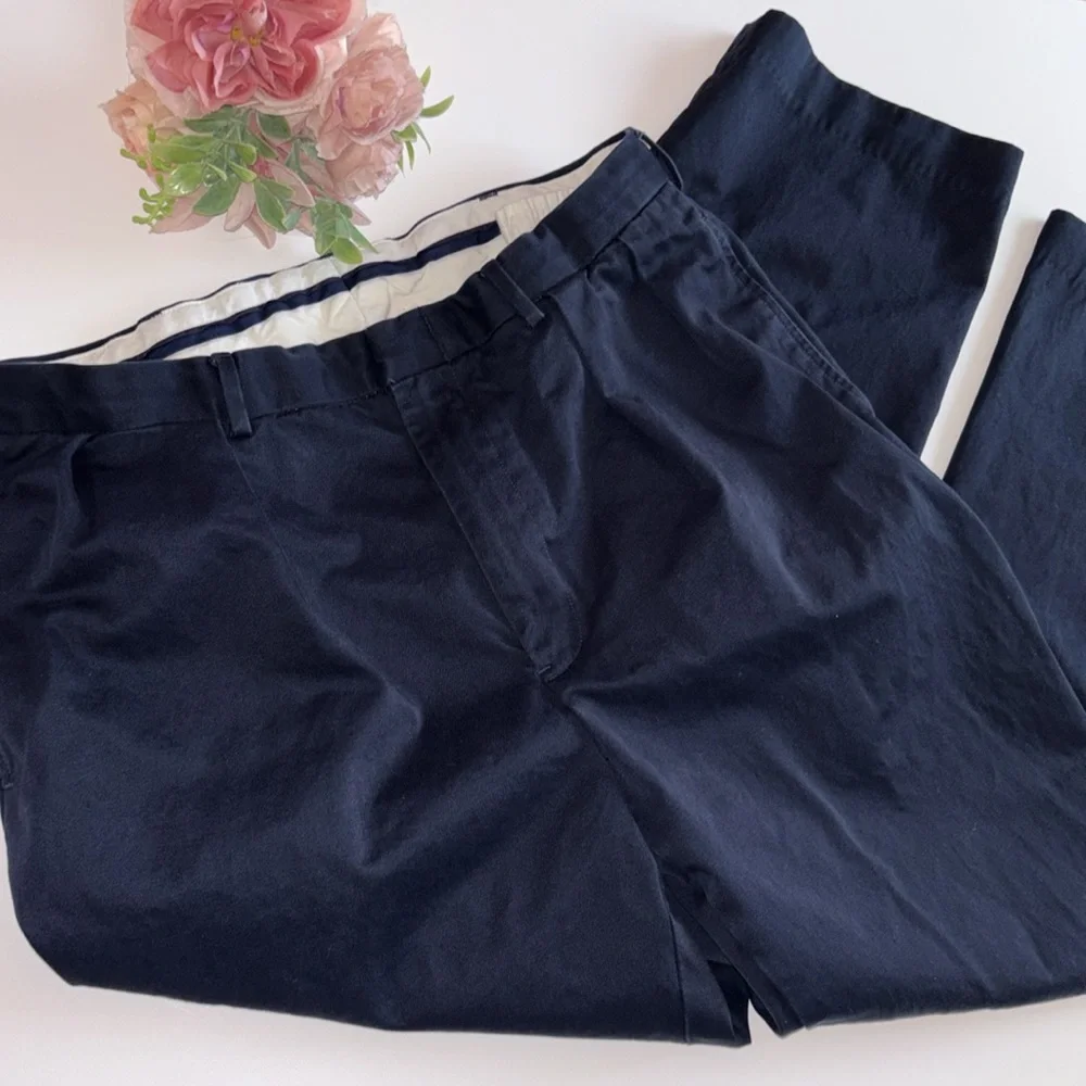 Polo Ralph Lauren 36R Pleated Dress Pant Ralph Lauren 36 Navy Cotton pants